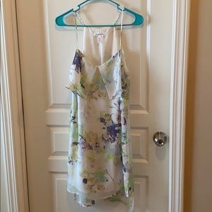 BCBG white and multi color floral dress